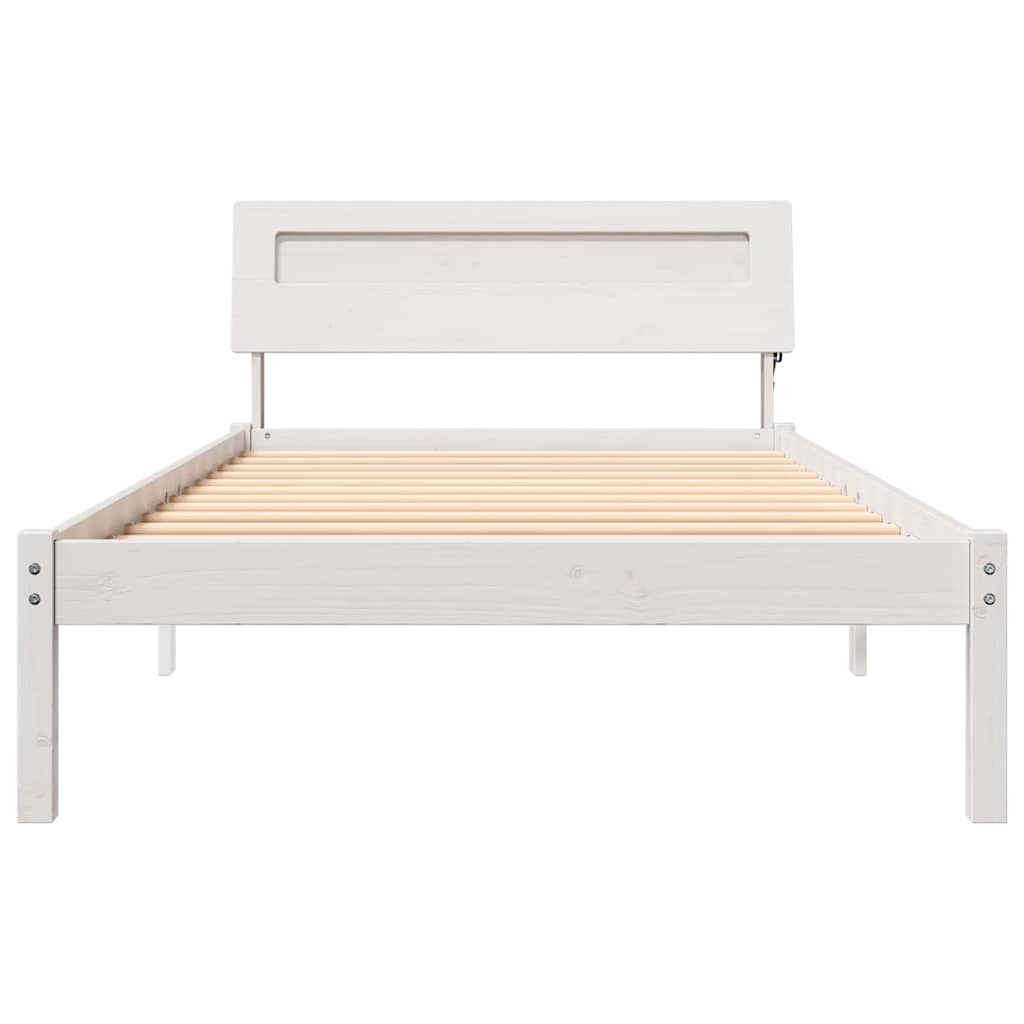 vidaXL Cadru de pat cu headboard Alb 80 x 200 cm Lemn masiv de pin