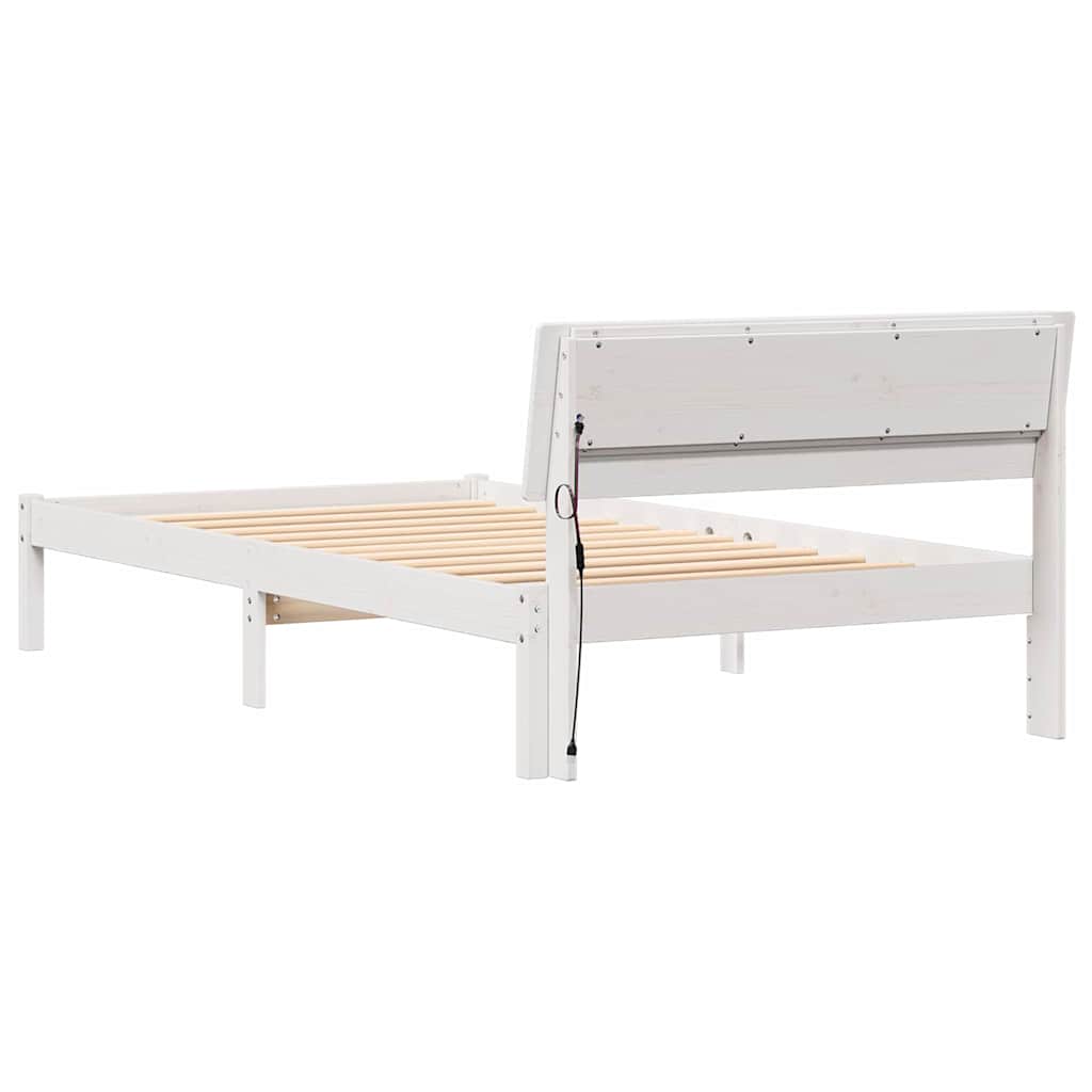 vidaXL Cadru de pat cu headboard Alb 80 x 200 cm Lemn masiv de pin
