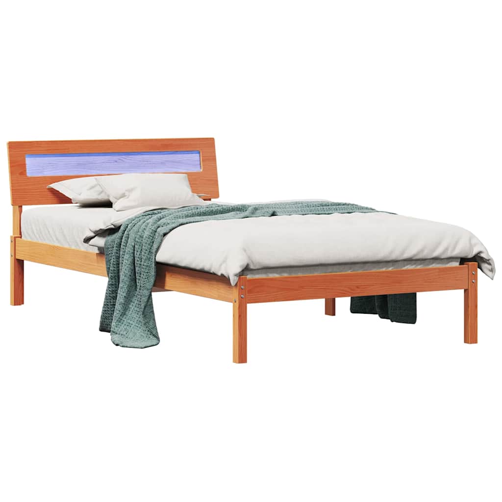 vidaXL Cadru de pat Maro ceruit 80 x 200 cm Lemn masiv de pin vidaXL Cadru de pat Maro ceruit 80 x 200 cm Lemn masiv de pin