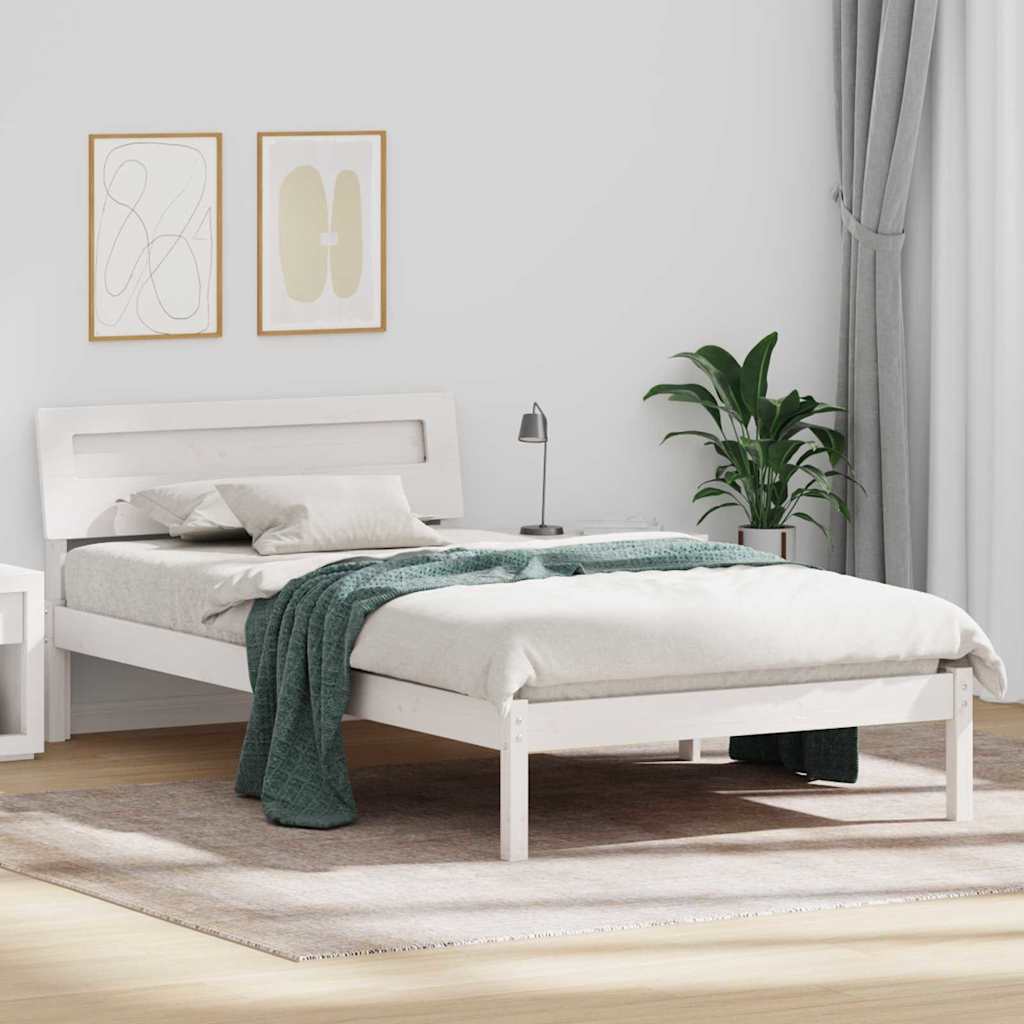 vidaXL Cadru de pat cu headboard Alb 75 x 190 cm Lemn masiv de pin vidaXL Cadru de pat cu headboard Alb 75 x 190 cm Lemn masiv de pin