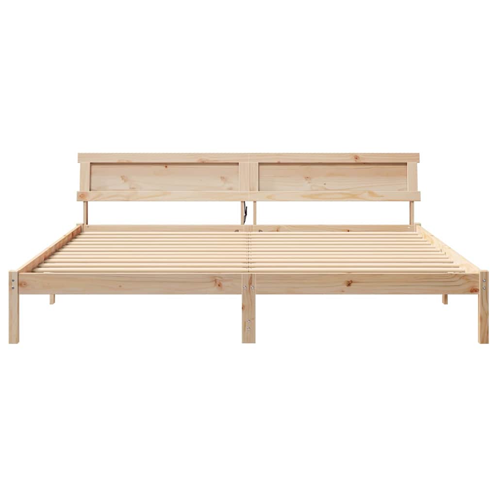 vidaXL Cadru de pat cu headboard Maro 180 x 200 cm Lemn masiv de pin vidaXL Cadru de pat cu headboard Maro 180 x 200 cm Lemn masiv de pin