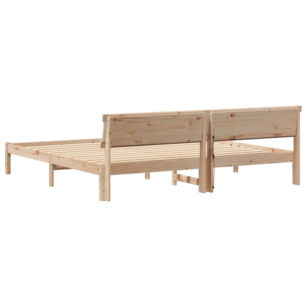 vidaXL Cadru de pat cu headboard Maro 180 x 200 cm Lemn masiv de pin vidaXL Cadru de pat cu headboard Maro 180 x 200 cm Lemn masiv de pin