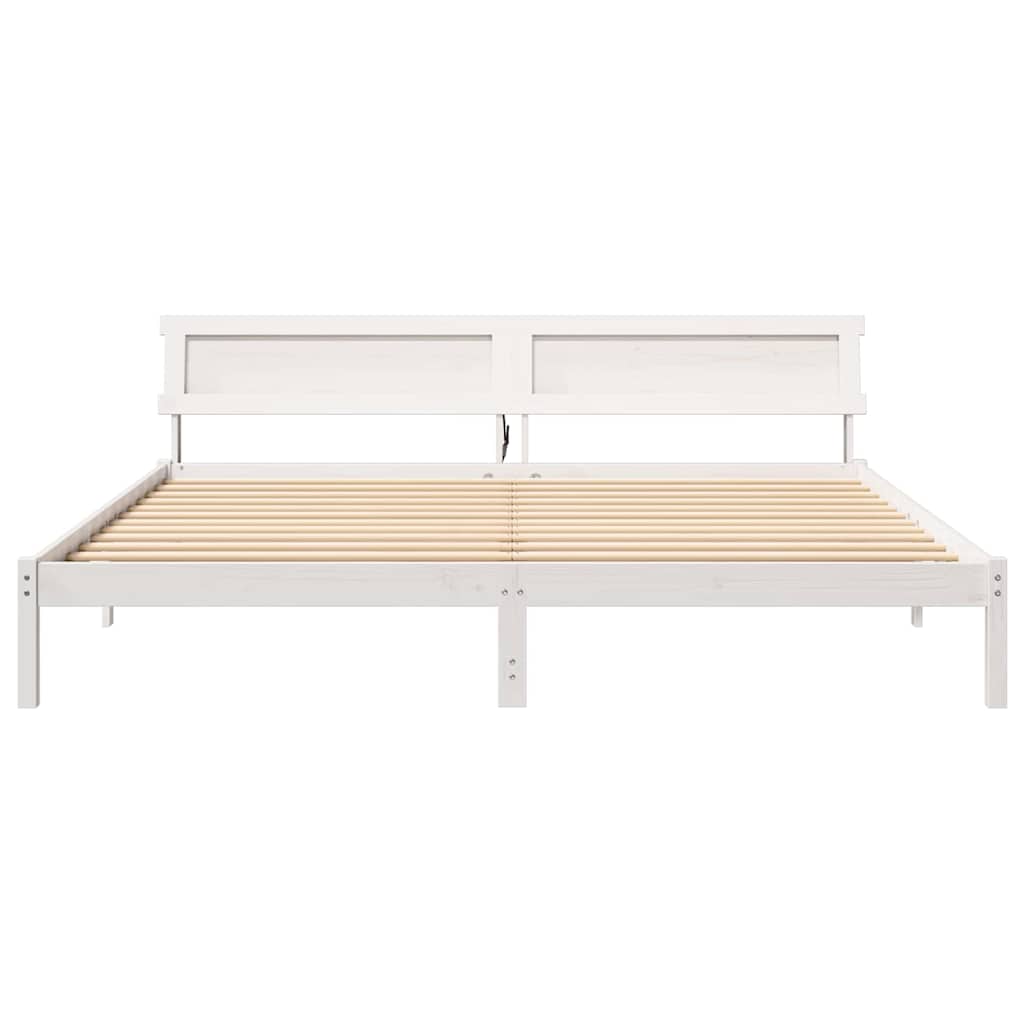 vidaXL Cadru de pat Alb 180 x 200 cm Lemn de brad solid