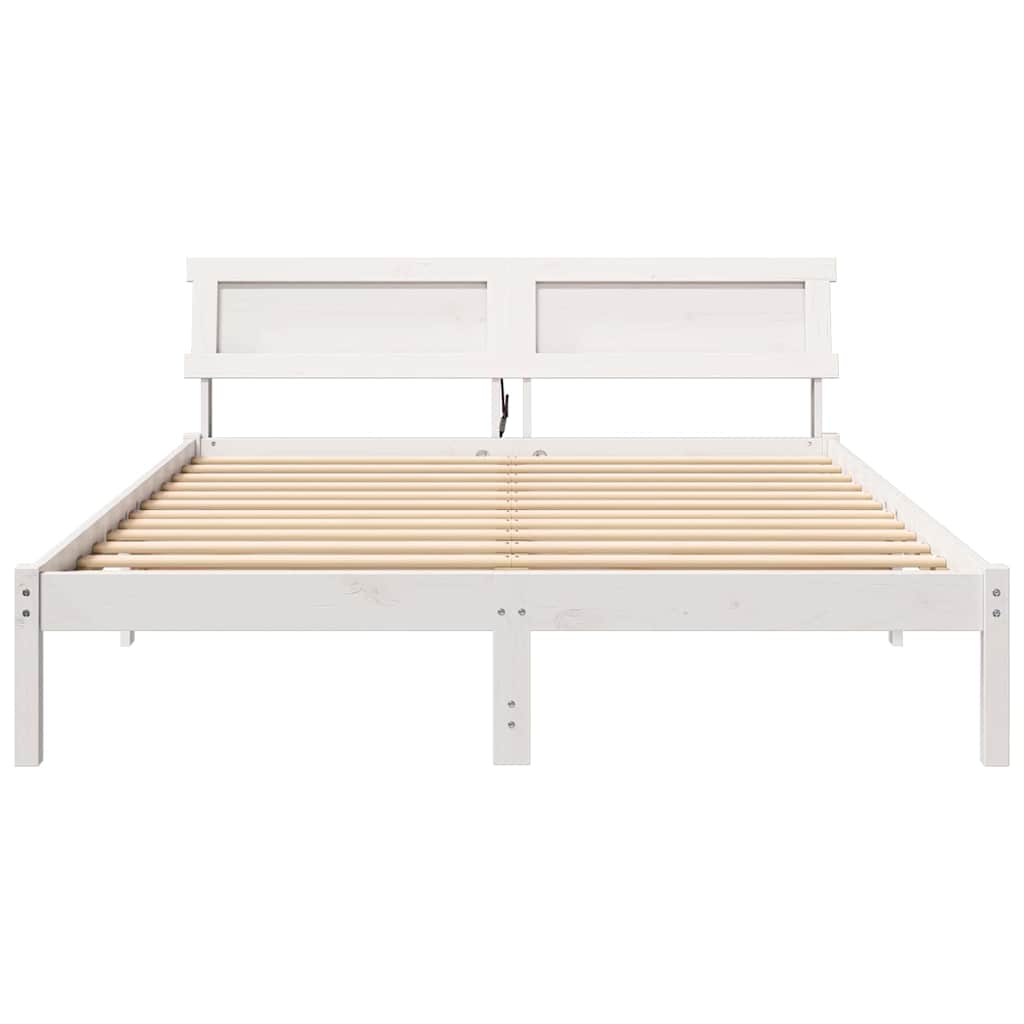 vidaXL Cadru de pat Alb 150 x 200 cm Lemn de brad solid vidaXL Cadru de pat Alb 150 x 200 cm Lemn de brad solid