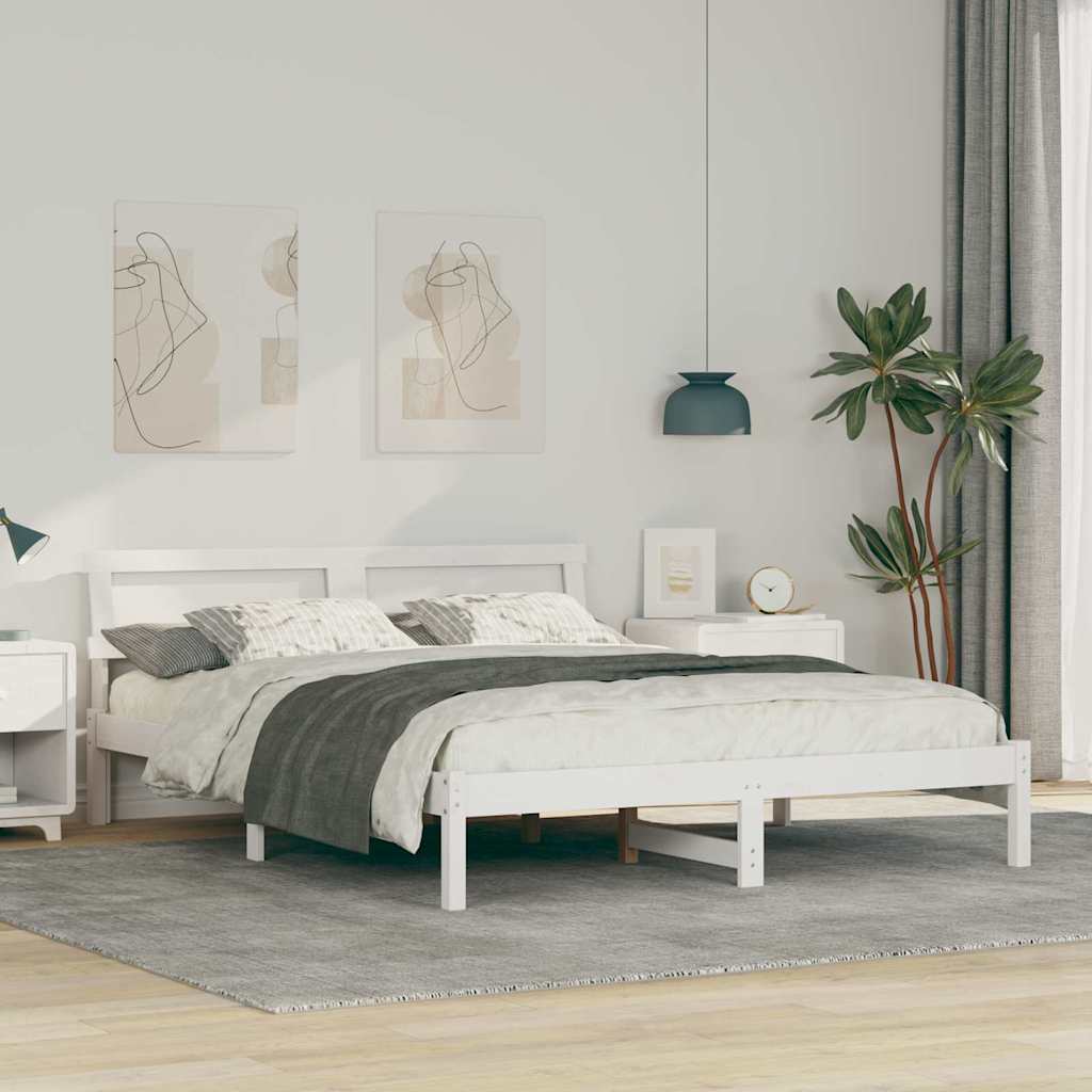 vidaXL Cadru de pat Alb 150 x 200 cm Lemn de brad solid vidaXL Cadru de pat Alb 150 x 200 cm Lemn de brad solid