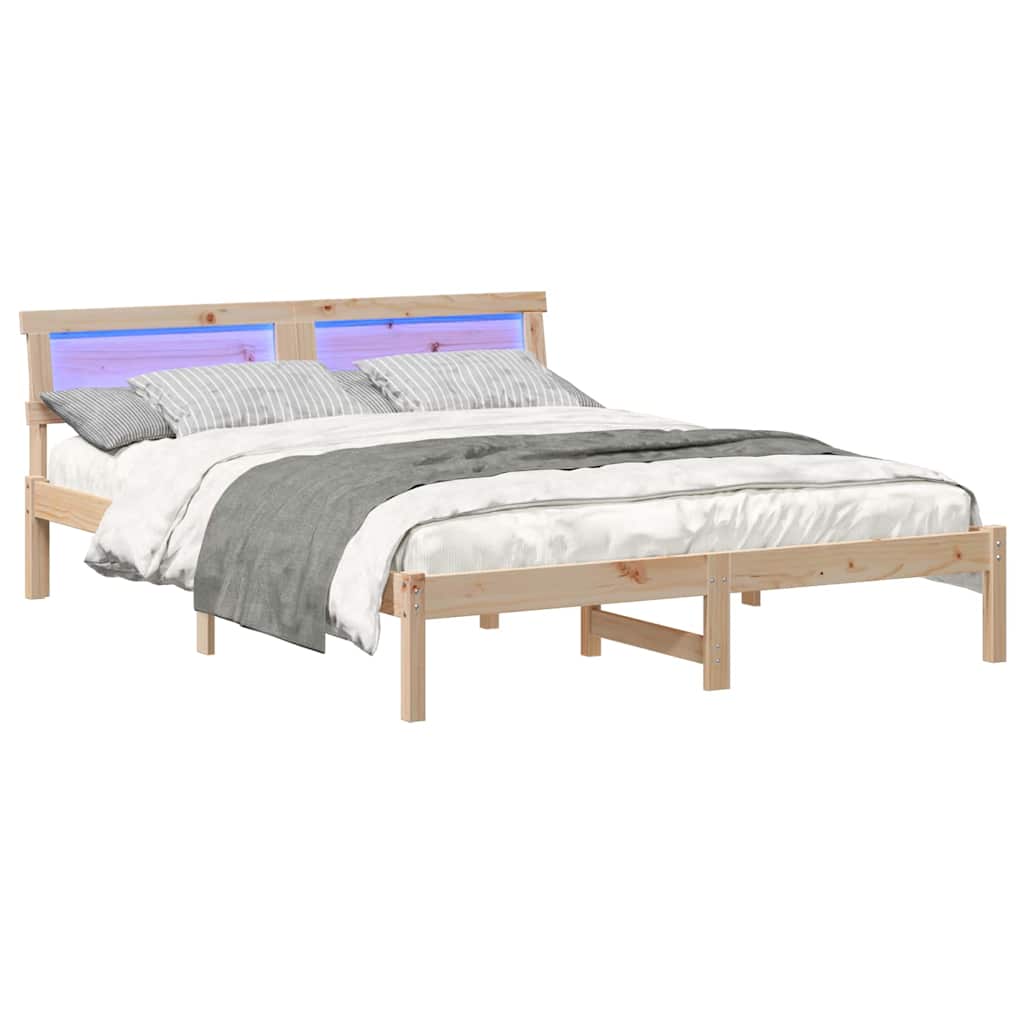 vidaXL Cadru de pat cu headboard Maro 140 x 200 cm Lemn masiv de pin vidaXL Cadru de pat cu headboard Maro 140 x 200 cm Lemn masiv de pin