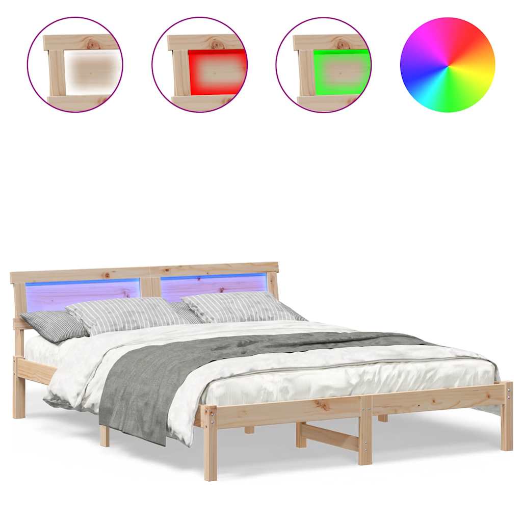 vidaXL Cadru de pat cu headboard Maro 140 x 200 cm Lemn masiv de pin vidaXL Cadru de pat cu headboard Maro 140 x 200 cm Lemn masiv de pin