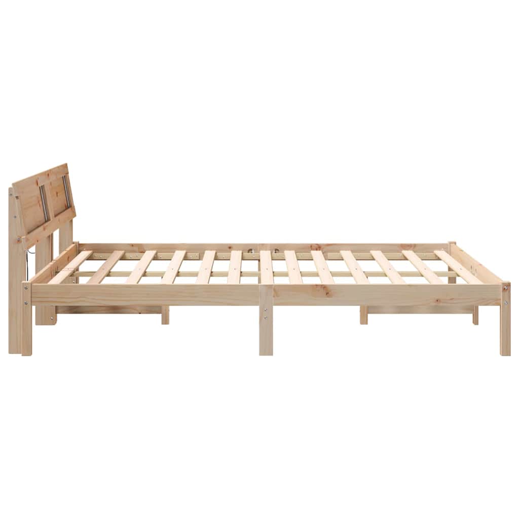 vidaXL Cadru de pat cu headboard Maro 140 x 200 cm Lemn masiv de pin vidaXL Cadru de pat cu headboard Maro 140 x 200 cm Lemn masiv de pin