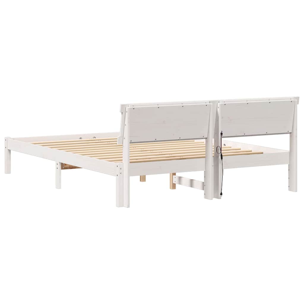 vidaXL Cadru de pat Alb 140 x 200 cm Lemn de brad solid
