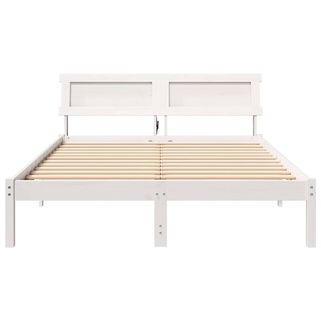 vidaXL Cadru de pat Alb 120 x 200 cm Lemn de brad solid