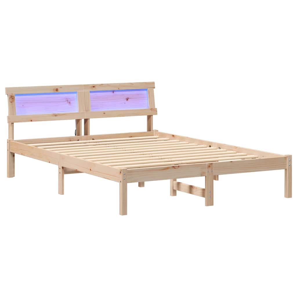 vidaXL Cadru de pat cu headboard Maro 140 x 190 cm Lemn masiv de pin vidaXL Cadru de pat cu headboard Maro 140 x 190 cm Lemn masiv de pin