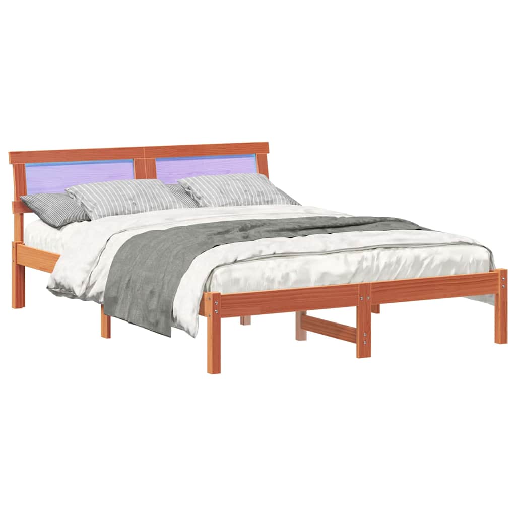 vidaXL Cadru de pat Maro ceruit 140 x 190 cm Lemn masiv de pin vidaXL Cadru de pat Maro ceruit 140 x 190 cm Lemn masiv de pin
