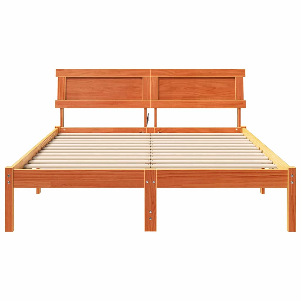 vidaXL Cadru de pat Maro ceruit 140 x 190 cm Lemn masiv de pin vidaXL Cadru de pat Maro ceruit 140 x 190 cm Lemn masiv de pin