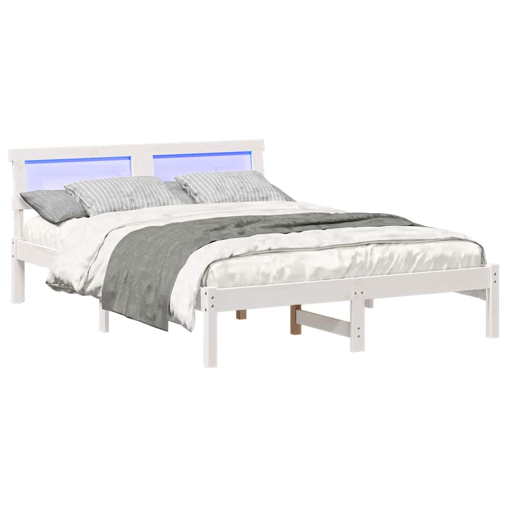 vidaXL Cadru de pat Alb 120 x 190 cm Lemn de brad