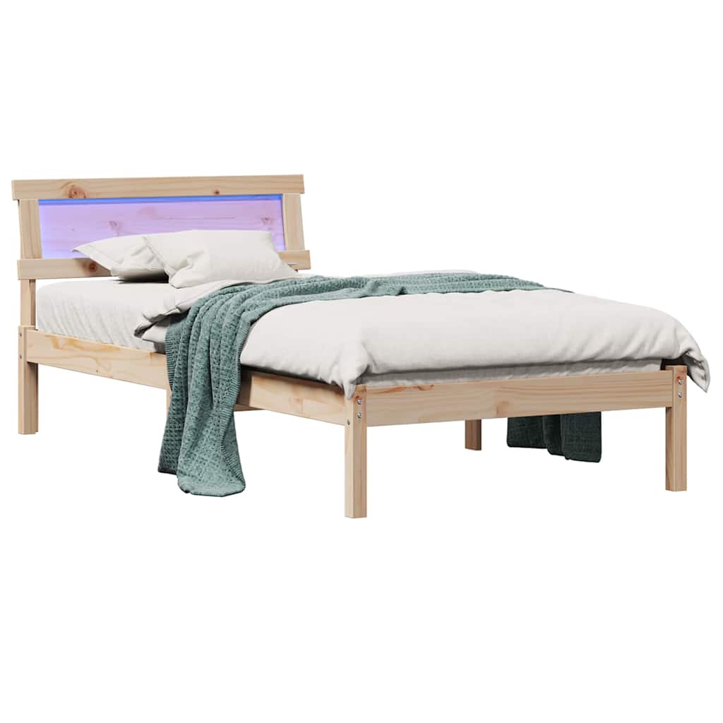 vidaXL Cadru de pat cu headboard Maro 100 x 200 cm Lemn masiv de pin vidaXL Cadru de pat cu headboard Maro 100 x 200 cm Lemn masiv de pin