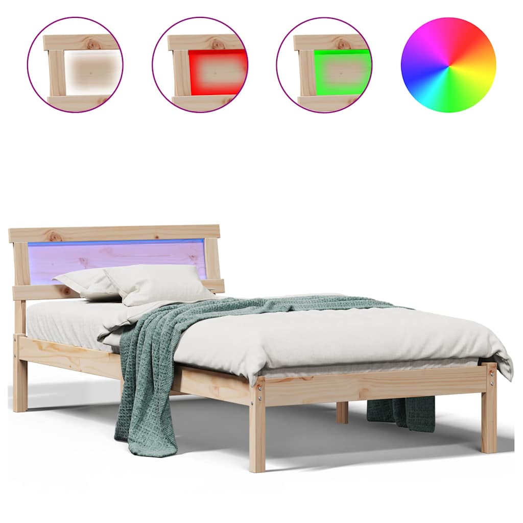 vidaXL Cadru de pat cu headboard Maro 100 x 200 cm Lemn masiv de pin vidaXL Cadru de pat cu headboard Maro 100 x 200 cm Lemn masiv de pin