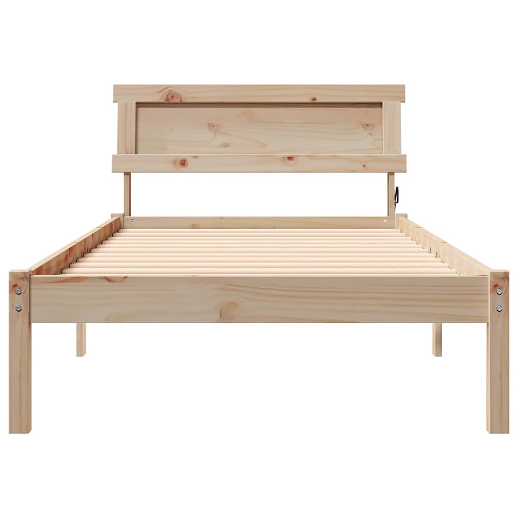 vidaXL Cadru de pat cu headboard Maro 100 x 200 cm Lemn masiv de pin vidaXL Cadru de pat cu headboard Maro 100 x 200 cm Lemn masiv de pin