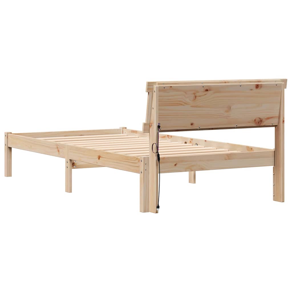 vidaXL Cadru de pat cu headboard Maro 100 x 200 cm Lemn masiv de pin vidaXL Cadru de pat cu headboard Maro 100 x 200 cm Lemn masiv de pin