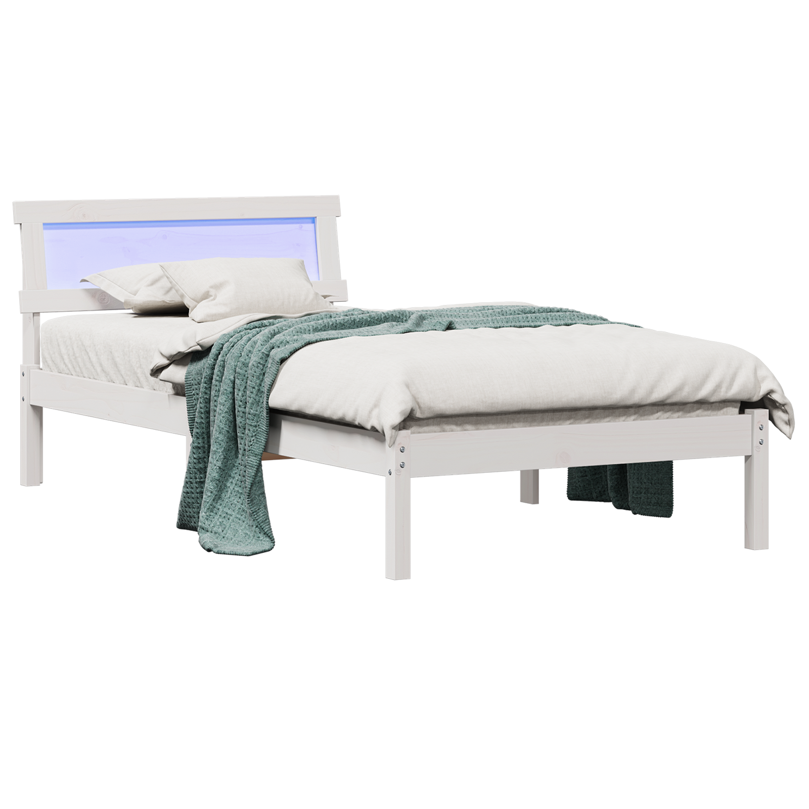 vidaXL Cadru de pat cu headboard Alb 90 x 200 cm Lemn de pin masiv
