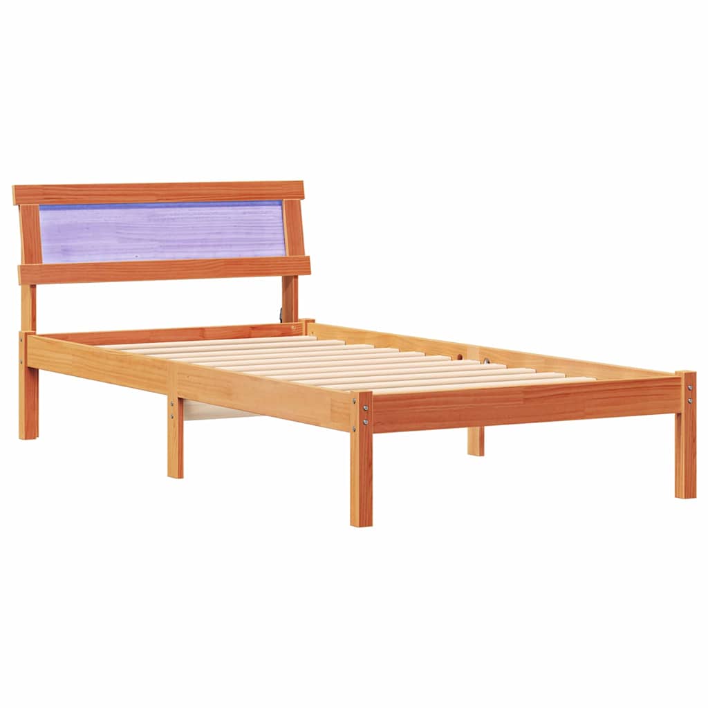 vidaXL Cadru de pat Maro ceruit 90 x 200 cm Lemn masiv de pin vidaXL Cadru de pat Maro ceruit 90 x 200 cm Lemn masiv de pin