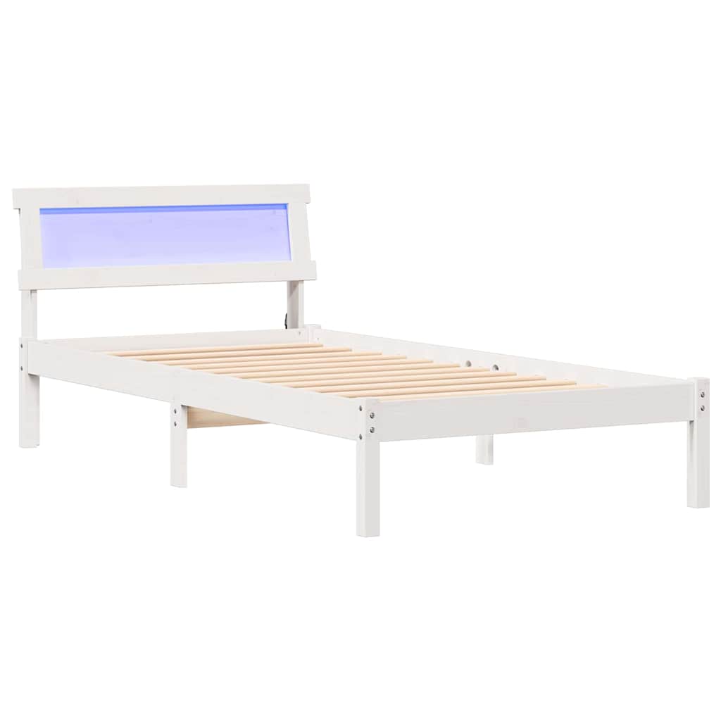 vidaXL Cadru de pat cu headboard Alb 80 x 200 cm Lemn masiv de pin