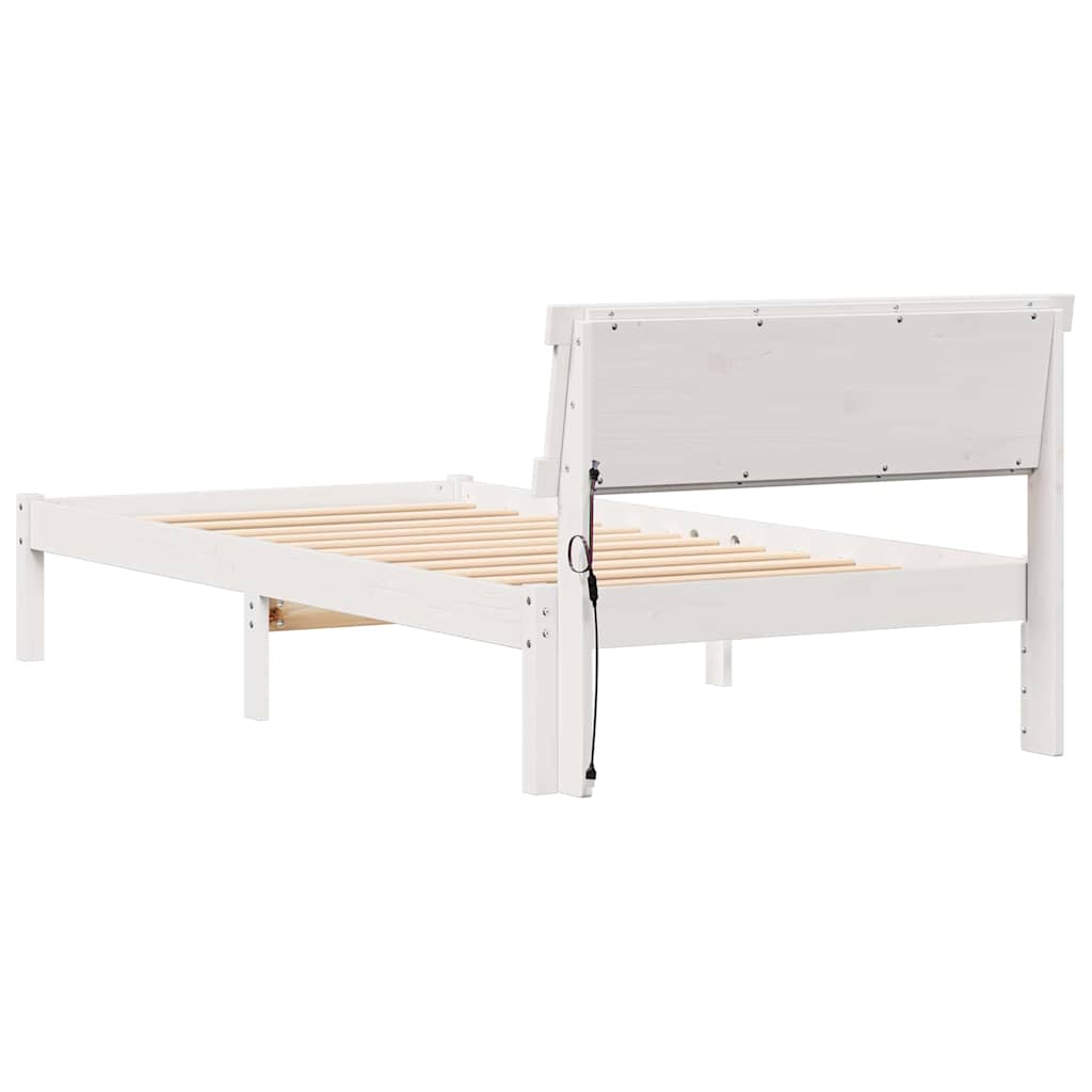 vidaXL Cadru de pat cu headboard Alb 80 x 200 cm Lemn masiv de pin