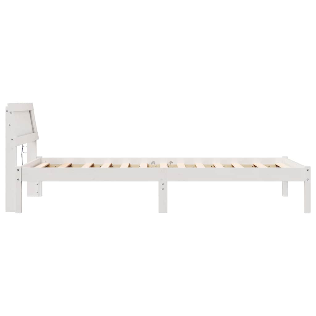 vidaXL Cadru de pat cu headboard Alb 75 x 190 cm Lemn masiv de pin