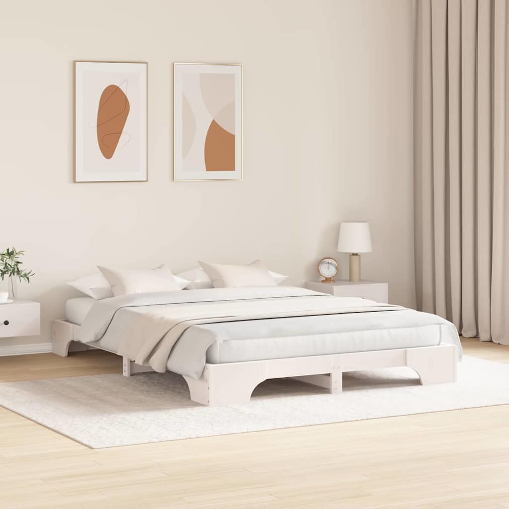 vidaXL Cadru de pat Alb 207 x 167 x 17 cm Lemn masiv de pin vidaXL Cadru de pat Alb 207 x 167 x 17 cm Lemn masiv de pin
