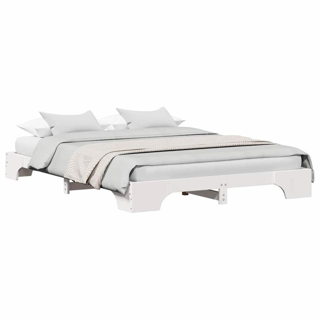 vidaXL Cadru de Pat Alb 150x200 cm din Lemn Masiv de Pin de la