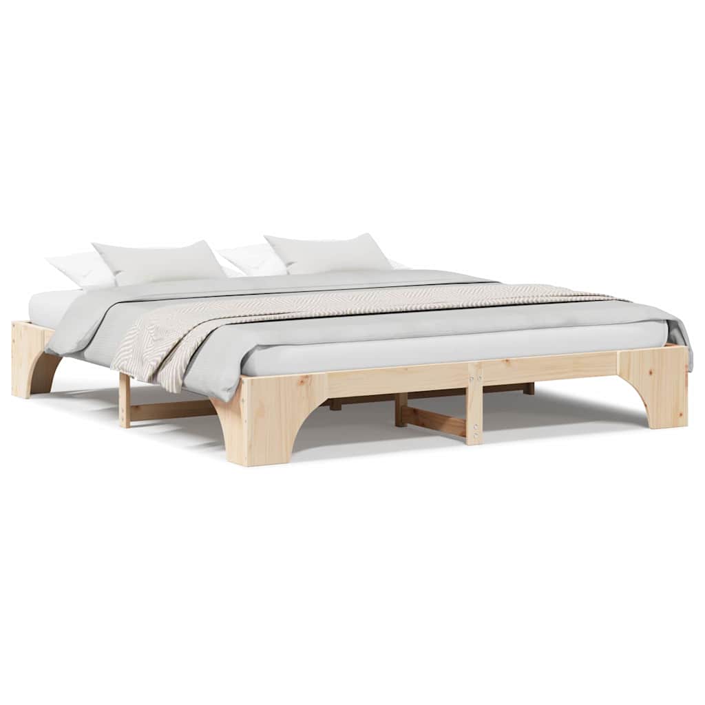 vidaXL Cadru de pat Lemn de pin masiv 207 x 207 x 30 cm vidaXL Cadru de pat Lemn de pin masiv 207 x 207 x 30 cm