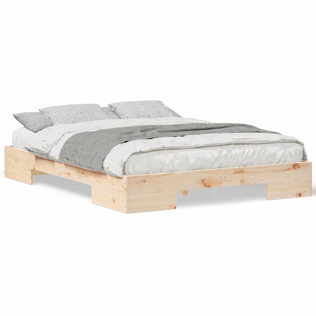 vidaXL Cadru de pat de podea cu depozitare Maro Lemn masiv de pin vidaXL Cadru de pat de podea cu depozitare Maro Lemn masiv de pin