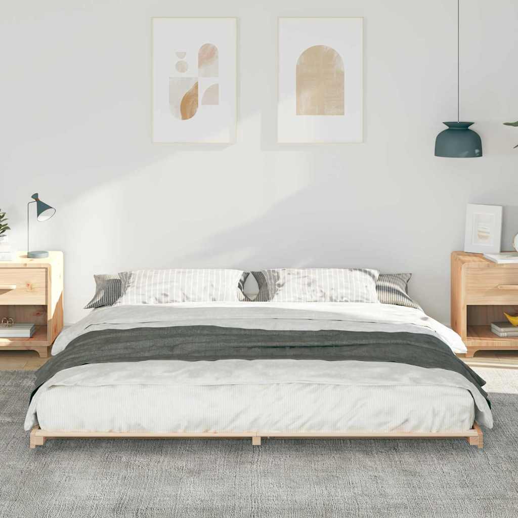 vidaXL Cadru de pat de podea Maro 180 x 200 cm Lemn masiv de pin vidaXL Cadru de pat de podea Maro 180 x 200 cm Lemn masiv de pin