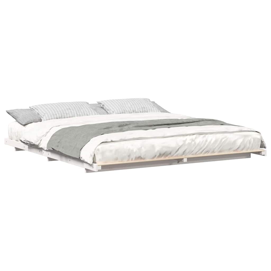 vidaXL Cadru de pat de podea Alb 180 x 200 cm Lemn masiv de pin vidaXL Cadru de pat de podea Alb 180 x 200 cm Lemn masiv de pin