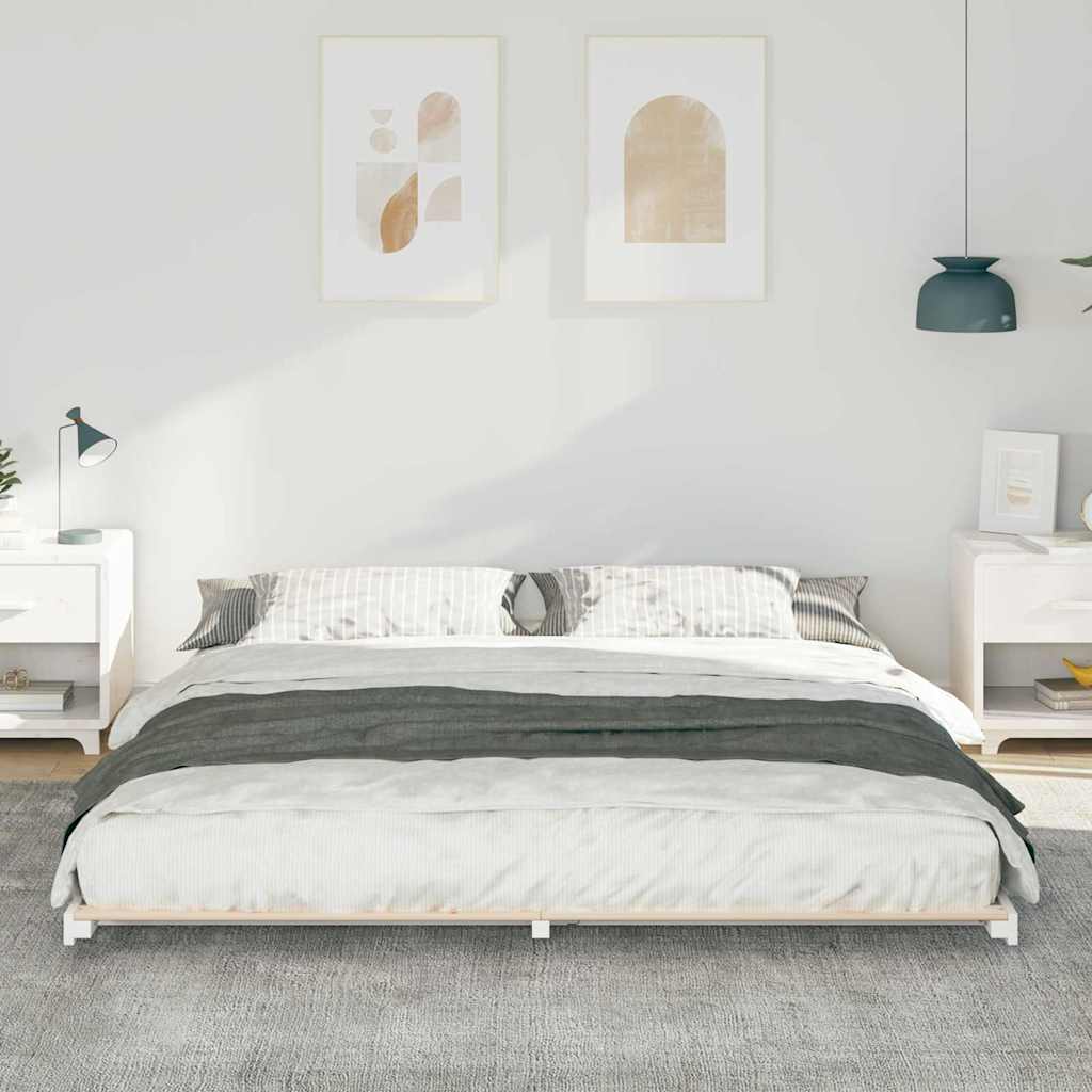 vidaXL Cadru de pat de podea Alb 180 x 200 cm Lemn masiv de pin vidaXL Cadru de pat de podea Alb 180 x 200 cm Lemn masiv de pin
