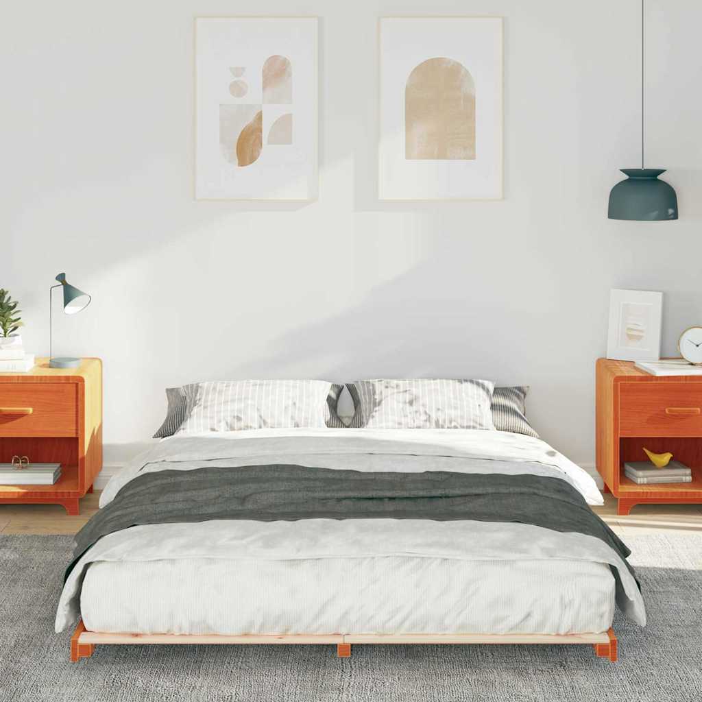 vidaXL Cadru de pat de podea Maro ceruit 160 x 200 cm vidaXL Cadru de pat de podea Maro ceruit 160 x 200 cm