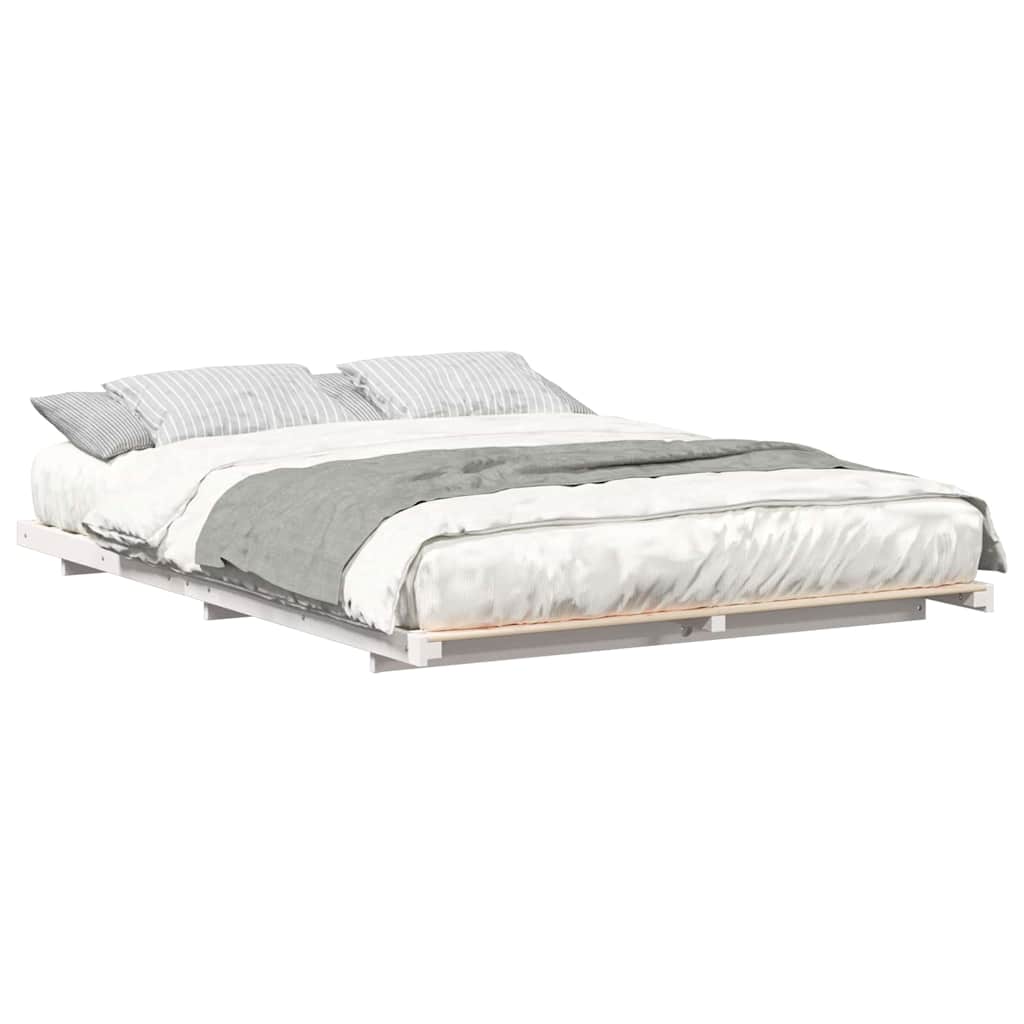 vidaXL Cadru de pat de podea Alb 150 x 200 cm Lemn masiv de pin vidaXL Cadru de pat de podea Alb 150 x 200 cm Lemn masiv de pin