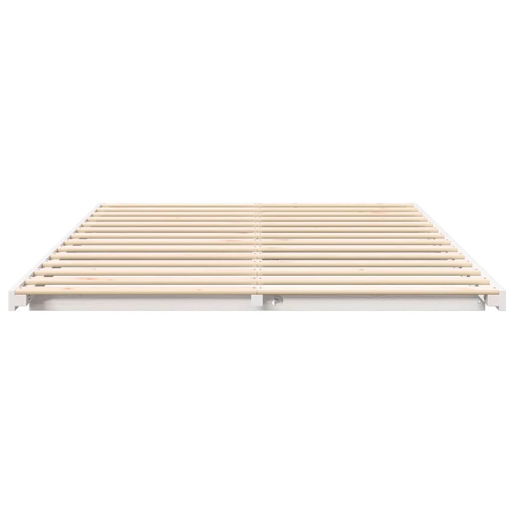 vidaXL Cadru de pat de podea Alb 150 x 200 cm Lemn masiv de pin vidaXL Cadru de pat de podea Alb 150 x 200 cm Lemn masiv de pin