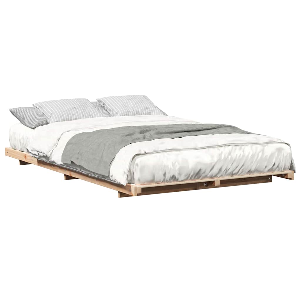 vidaXL Cadru de pat de podea Maro 140 x 190 cm Lemn masiv de pin vidaXL Cadru de pat de podea Maro 140 x 190 cm Lemn masiv de pin