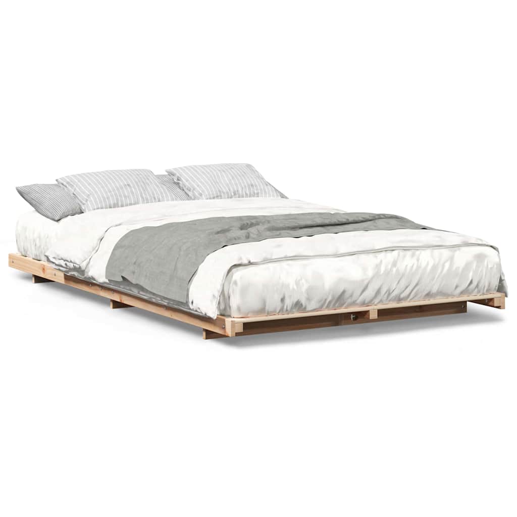 vidaXL Cadru de pat de podea Maro 140 x 190 cm Lemn masiv de pin vidaXL Cadru de pat de podea Maro 140 x 190 cm Lemn masiv de pin