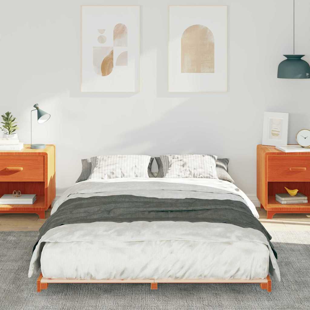 vidaXL Cadru de pat de podea Maro ceruit 140 x 190 cm vidaXL Cadru de pat de podea Maro ceruit 140 x 190 cm