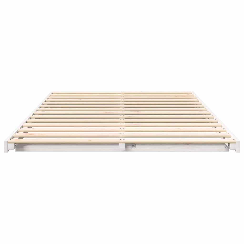 vidaXL Cadru de pat de podea Alb 135 x 190 cm Lemn masiv de pin vidaXL Cadru de pat de podea Alb 135 x 190 cm Lemn masiv de pin