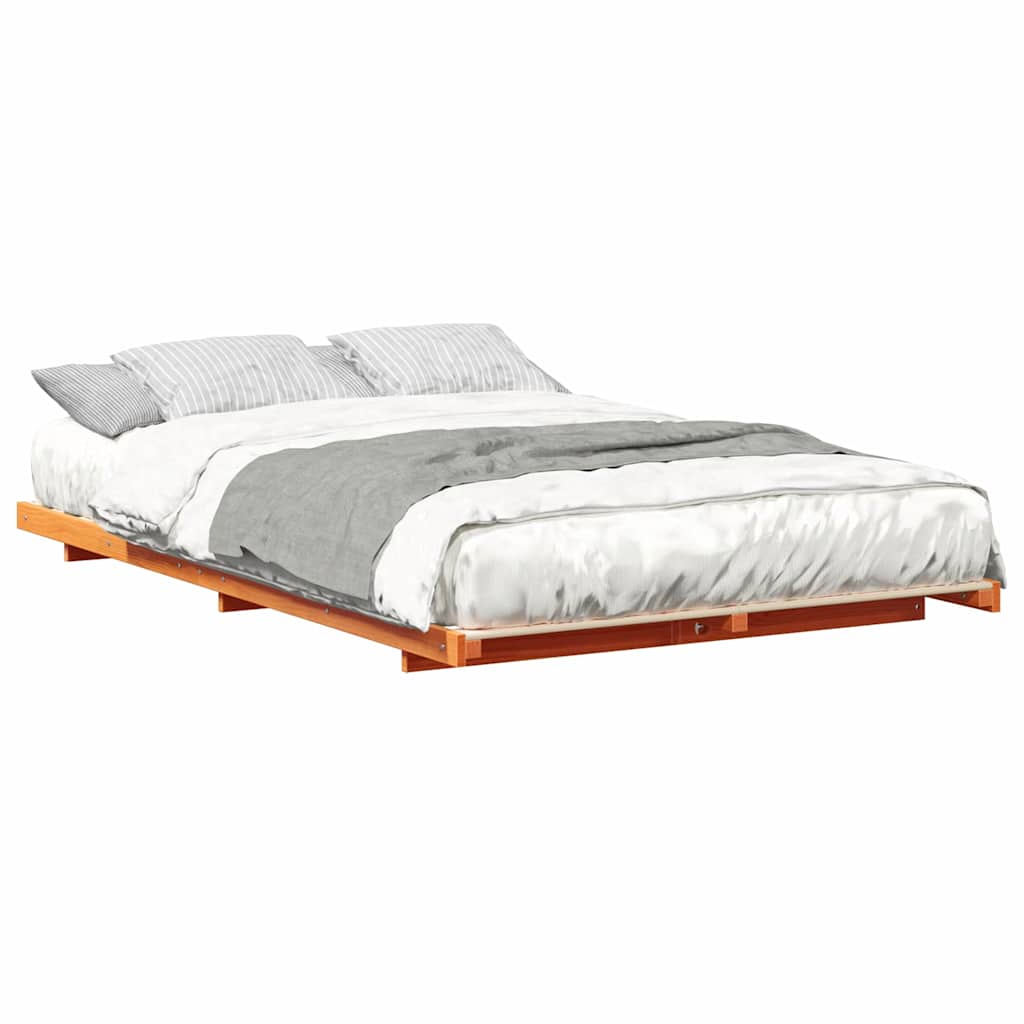 vidaXL Cadru de pat de podea Maro ceruit 135 x 190 cm vidaXL Cadru de pat de podea Maro ceruit 135 x 190 cm