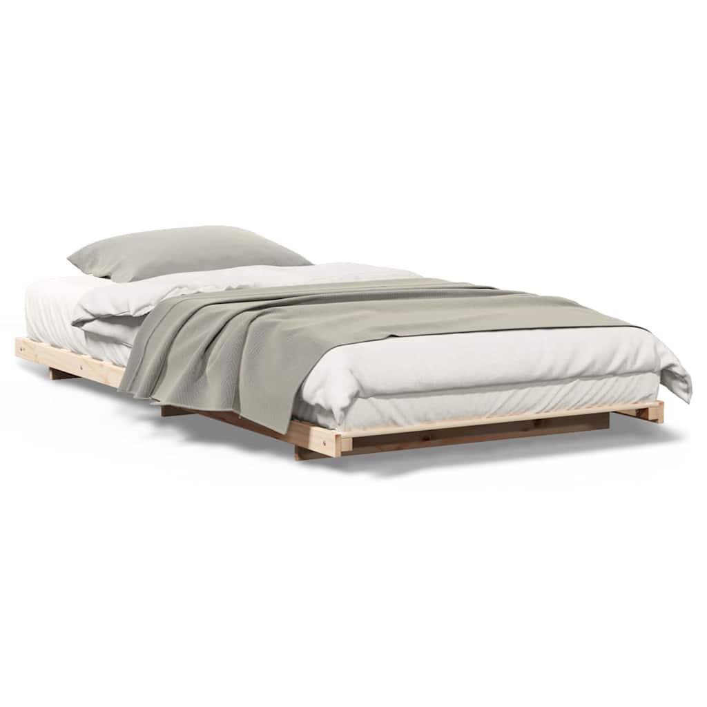 vidaXL Cadru de pat de podea Maro 100 x 210 cm Lemn masiv de pin vidaXL Cadru de pat de podea Maro 100 x 210 cm Lemn masiv de pin
