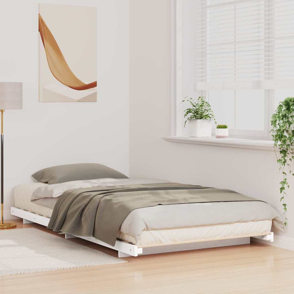 vidaXL Cadru de pat de podea Alb 100 x 210 cm Lemn masiv de pin vidaXL Cadru de pat de podea Alb 100 x 210 cm Lemn masiv de pin