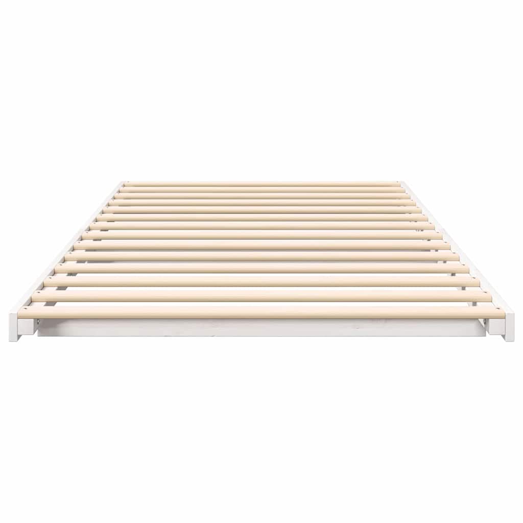vidaXL Cadru de pat de podea Alb 100 x 210 cm Lemn masiv de pin vidaXL Cadru de pat de podea Alb 100 x 210 cm Lemn masiv de pin