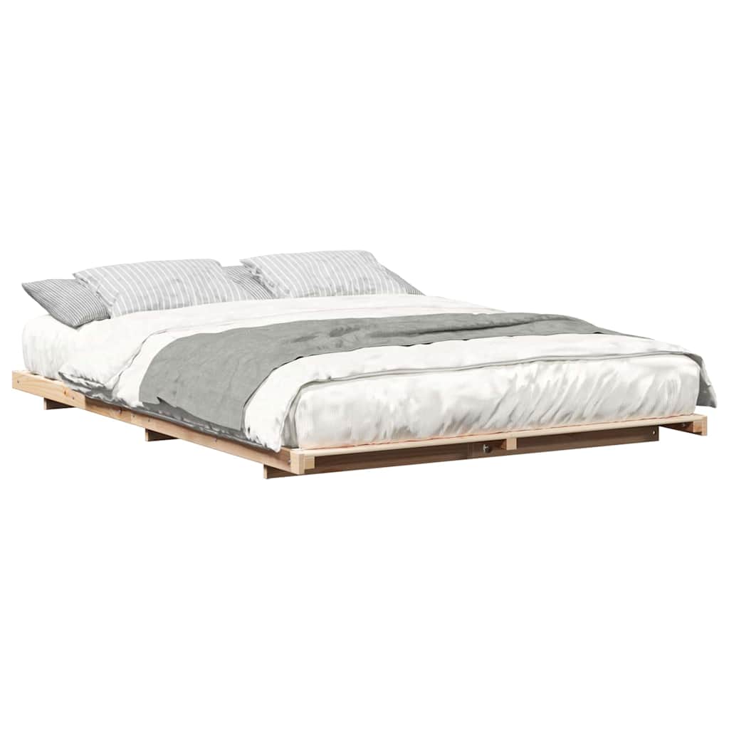 vidaXL Cadru de pat de podea Maro 140 x 210 cm Lemn masiv de pin vidaXL Cadru de pat de podea Maro 140 x 210 cm Lemn masiv de pin