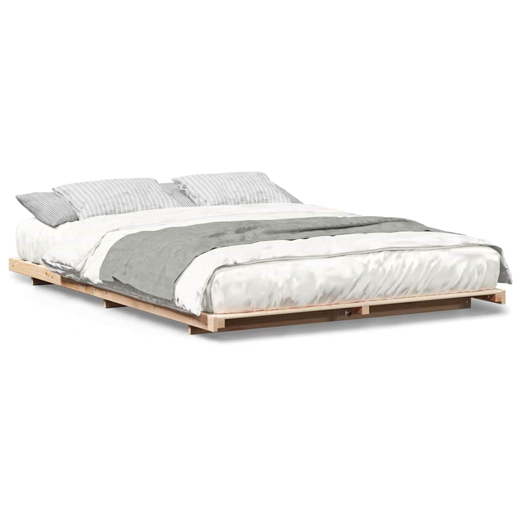 vidaXL Cadru de pat de podea Maro 140 x 210 cm Lemn masiv de pin vidaXL Cadru de pat de podea Maro 140 x 210 cm Lemn masiv de pin