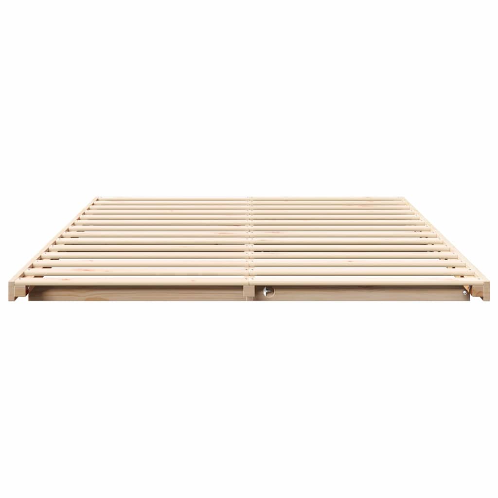 vidaXL Cadru de pat de podea Maro 140 x 210 cm Lemn masiv de pin vidaXL Cadru de pat de podea Maro 140 x 210 cm Lemn masiv de pin