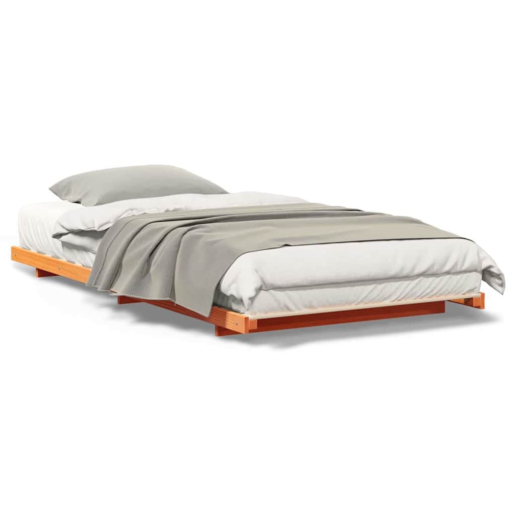 vidaXL Cadru de pat de podea Maro ceruit 80 x 220 cm Lemn masiv de pin vidaXL Cadru de pat de podea Maro ceruit 80 x 220 cm Lemn masiv de pin