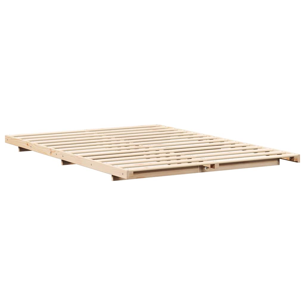 vidaXL Cadru de pat de podea Maro 140 x 220 cm Lemn masiv de pin vidaXL Cadru de pat de podea Maro 140 x 220 cm Lemn masiv de pin